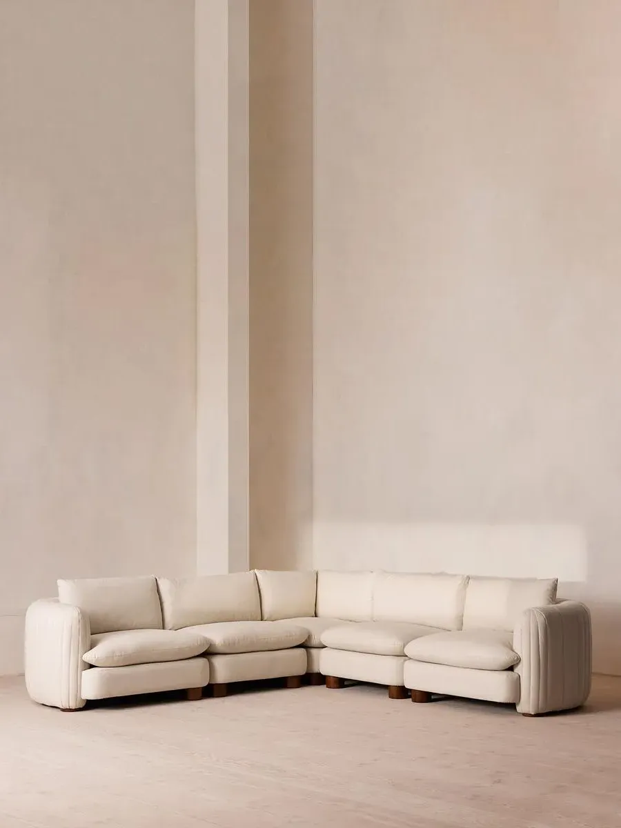 Modular Corner Sofa with Pleated Back - Bisque, Linen