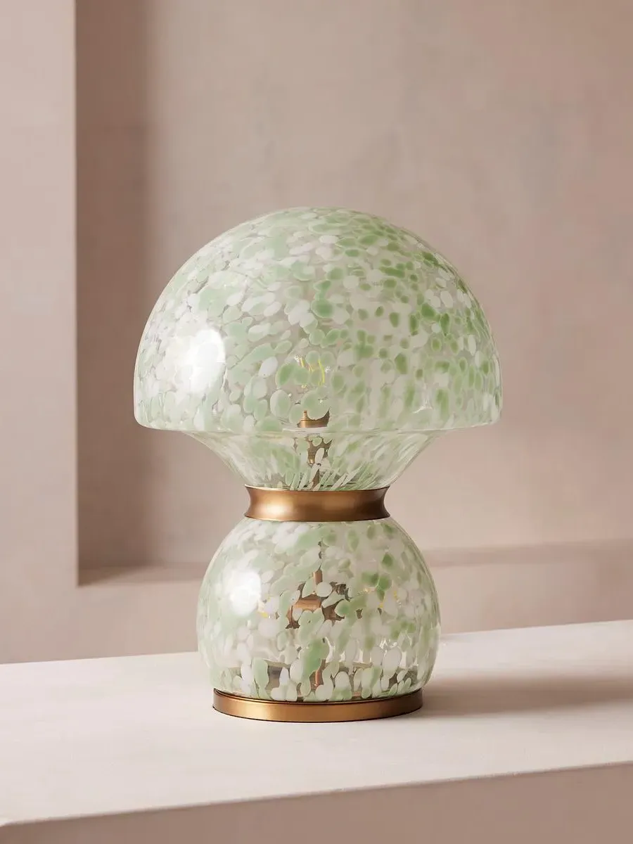 Mushroom Table Lamp - Confetti Glass, Brass image