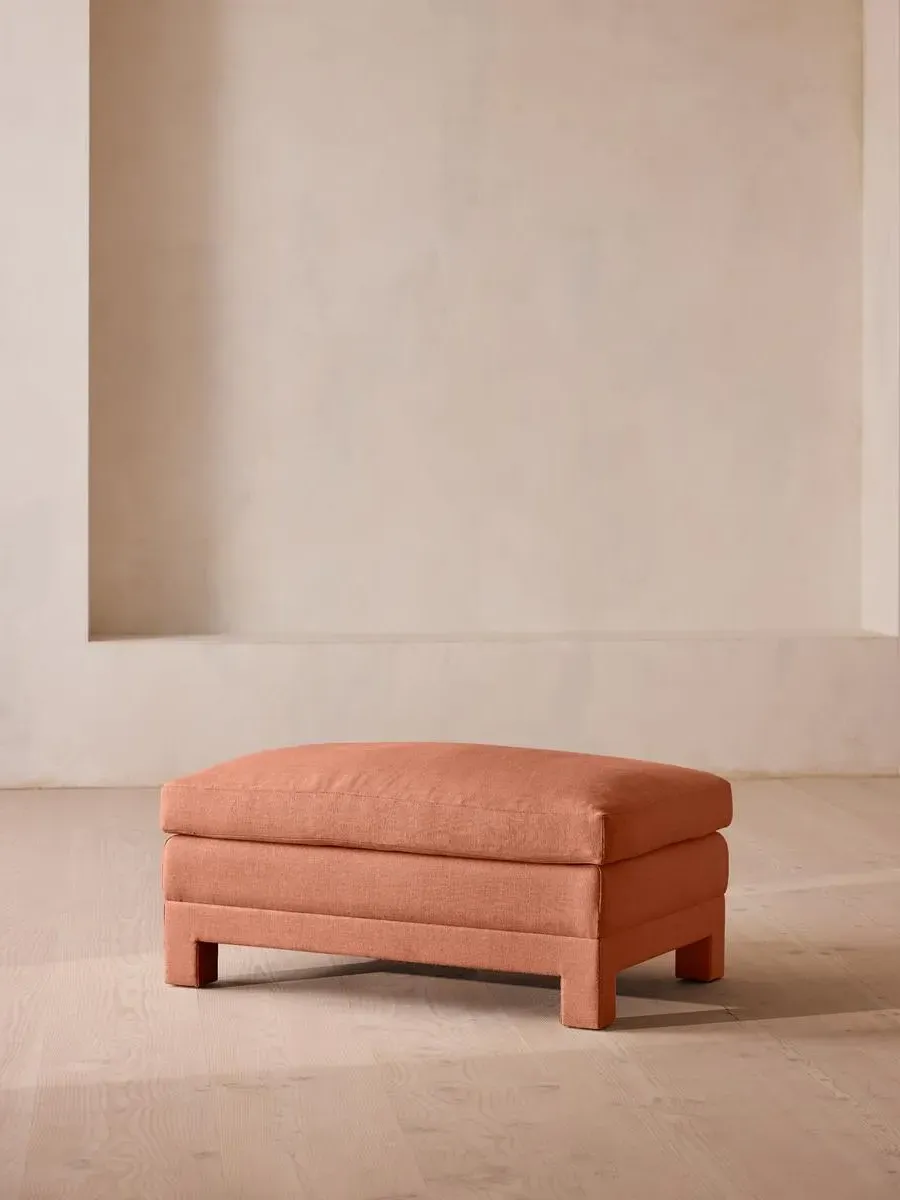 Ottoman with Deep Seat - Antique Rose, Linen