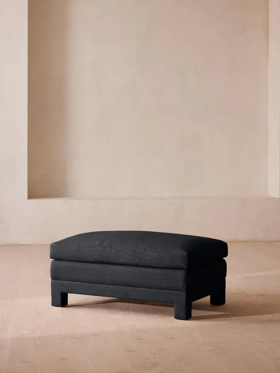 Ottoman with Deep Seat - Indigo, Linen