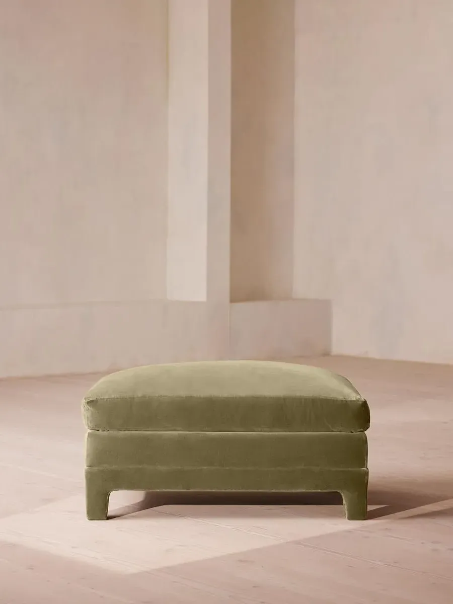 Ottoman with Deep Seat - Lichen, Velvet