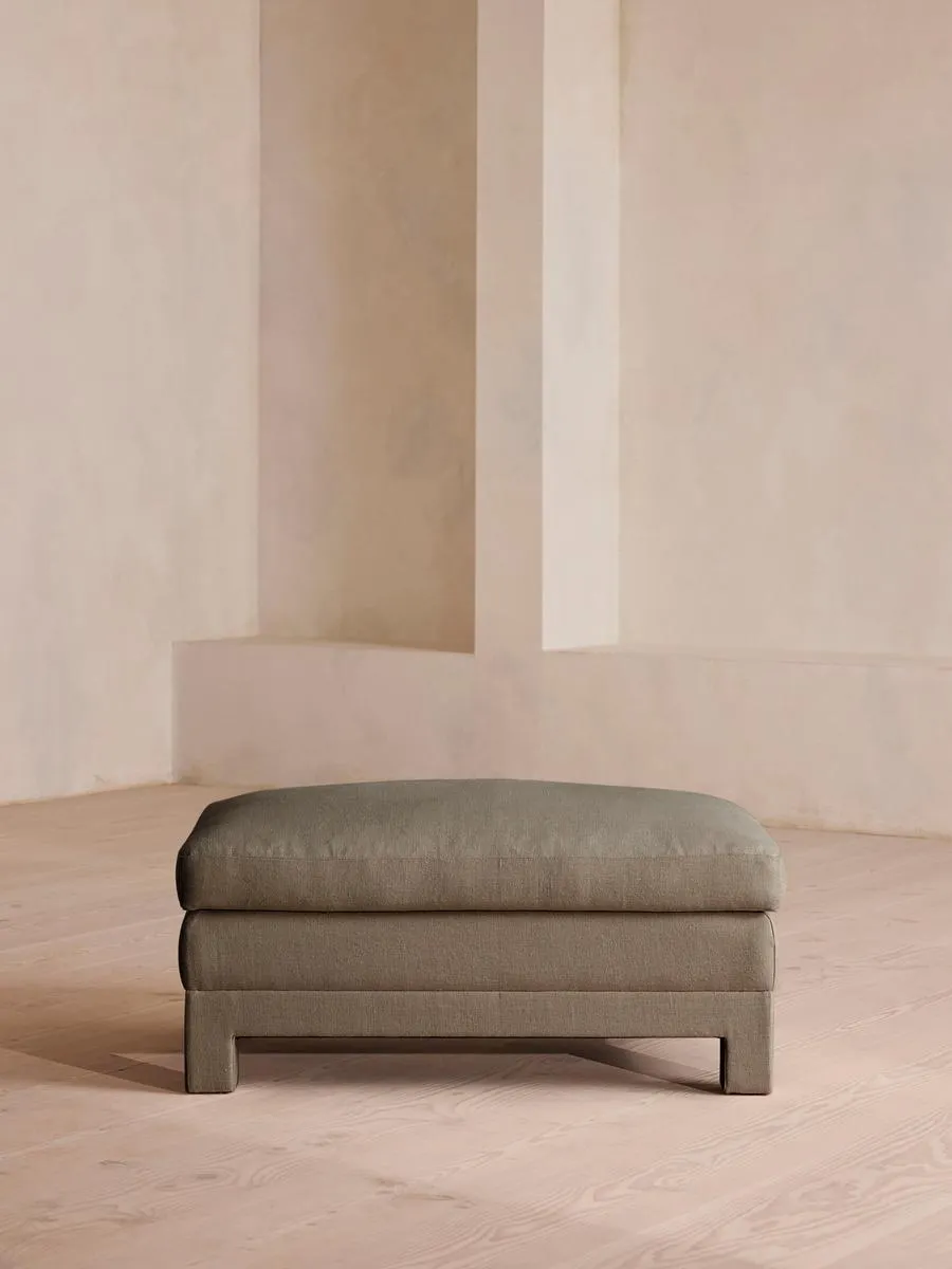 Ottoman with Deep Seat - Mushroom, Linen