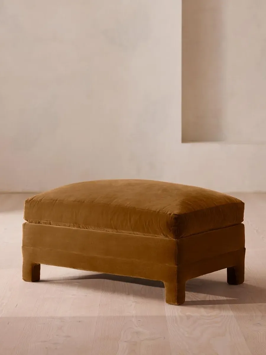 Ottoman with Deep Seat - Mustard, Velvet