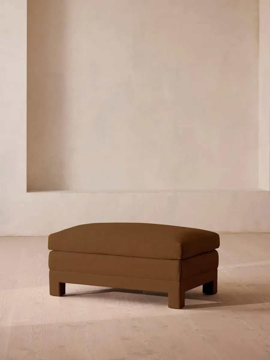 Ottoman with Deep Seat - Ochre, Linen