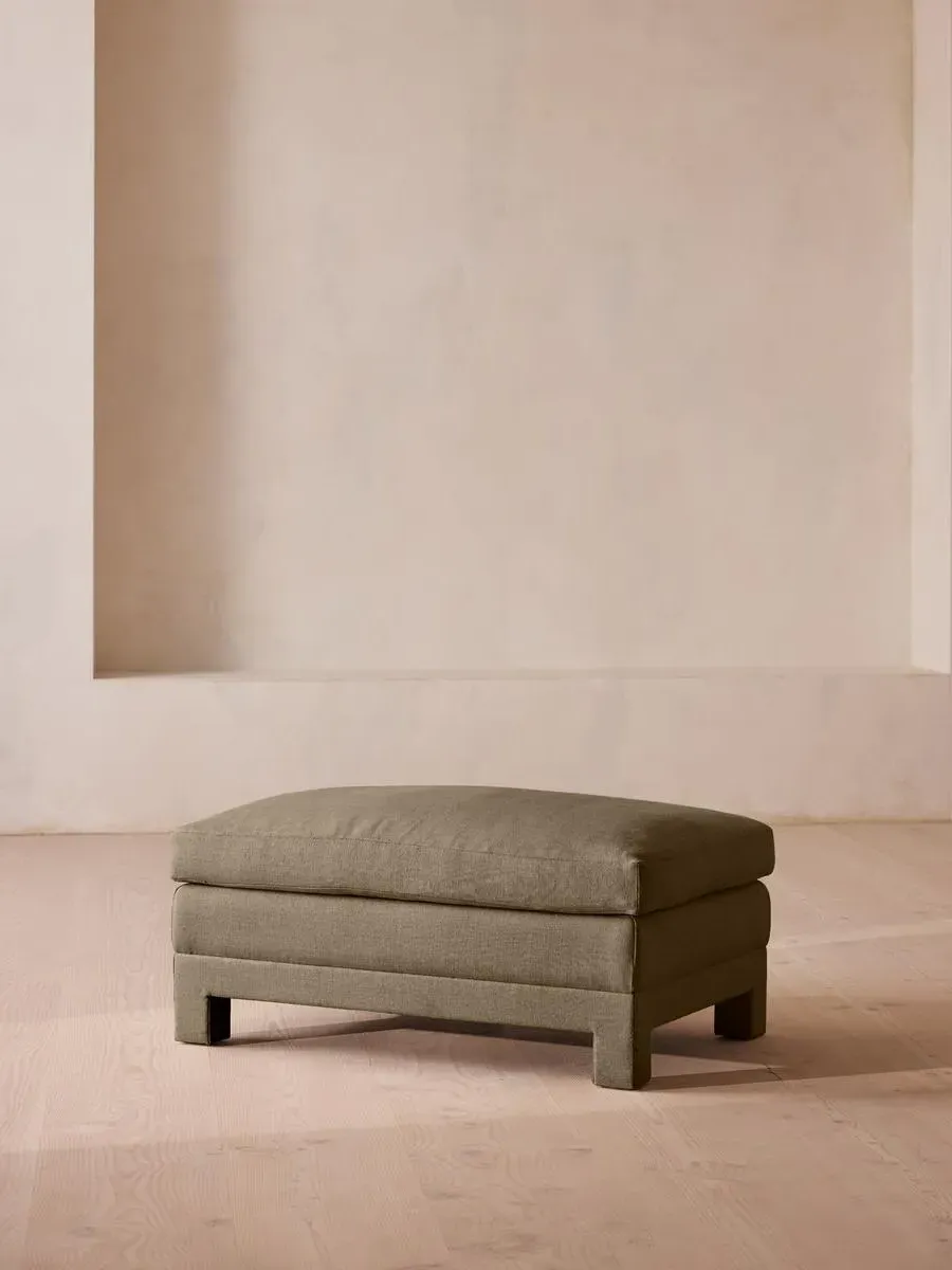 Ottoman with Deep Seat - Olive, Linen