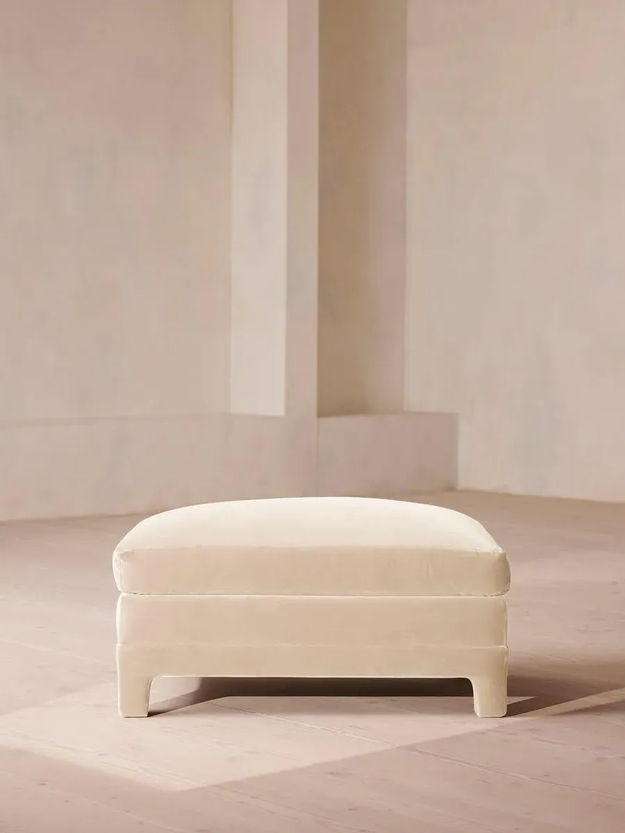 Ottoman with Deep Seat - Porcelain, Velvet