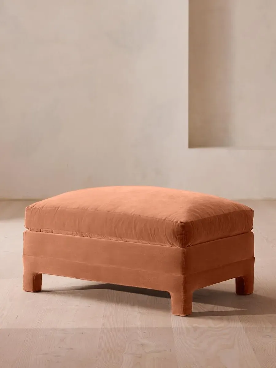 Ottoman with Deep Seat - Rose, Velvet