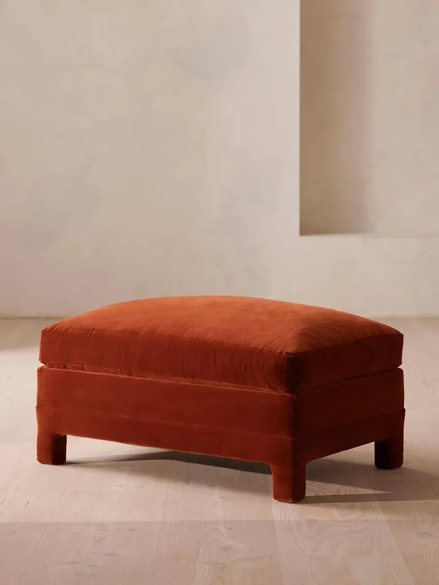 Ottoman with Deep Seat - Rust, Velvet
