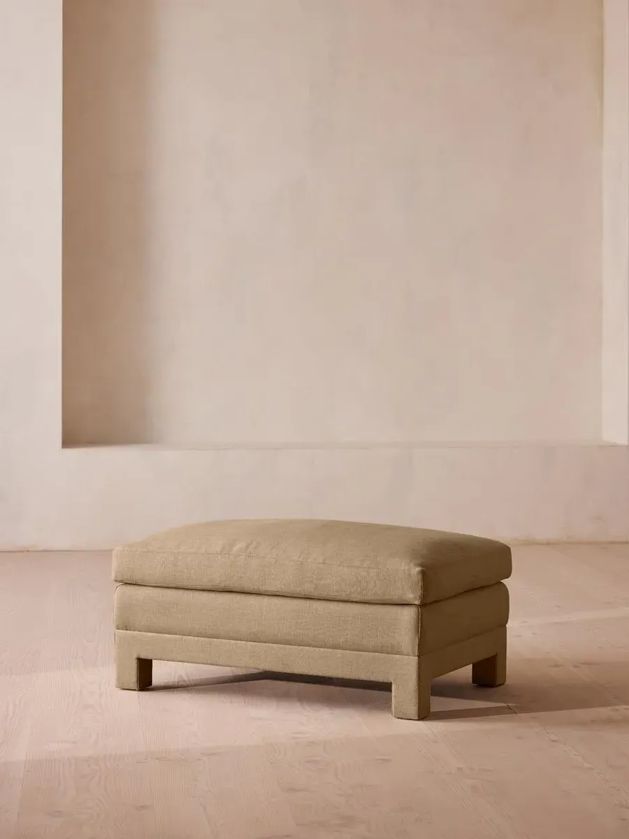 Ottoman with Deep Seat - Wheat, Linen
