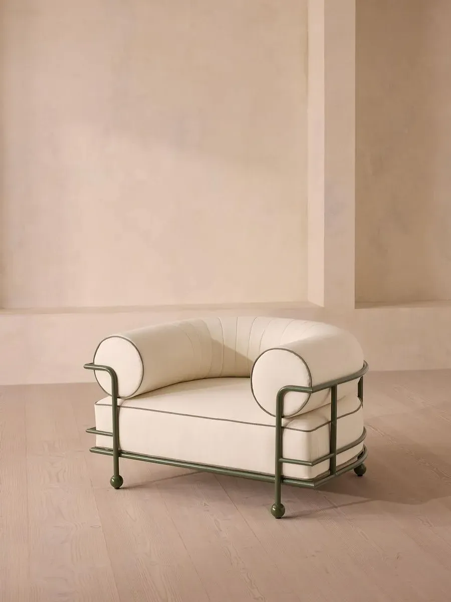 Outdoor Armchair with Cushions - Off White image