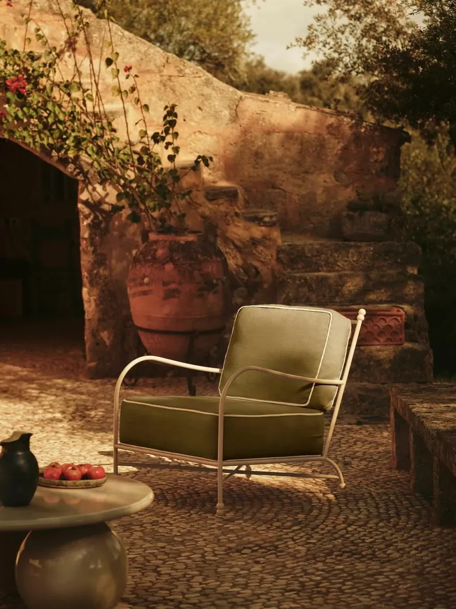 Outdoor Armchair with Cushions - Sage, Linen image