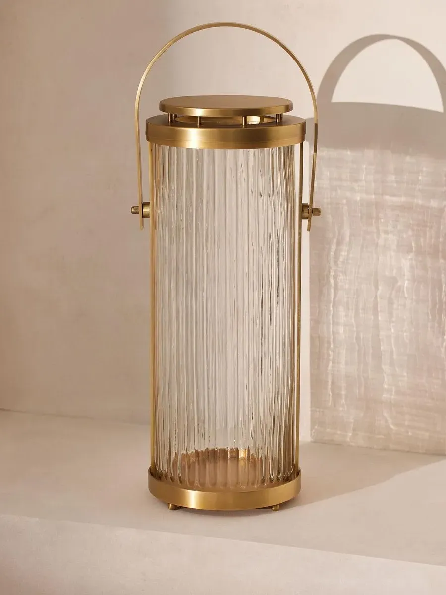 Outdoor Lantern with Handle - Brass, Glass image