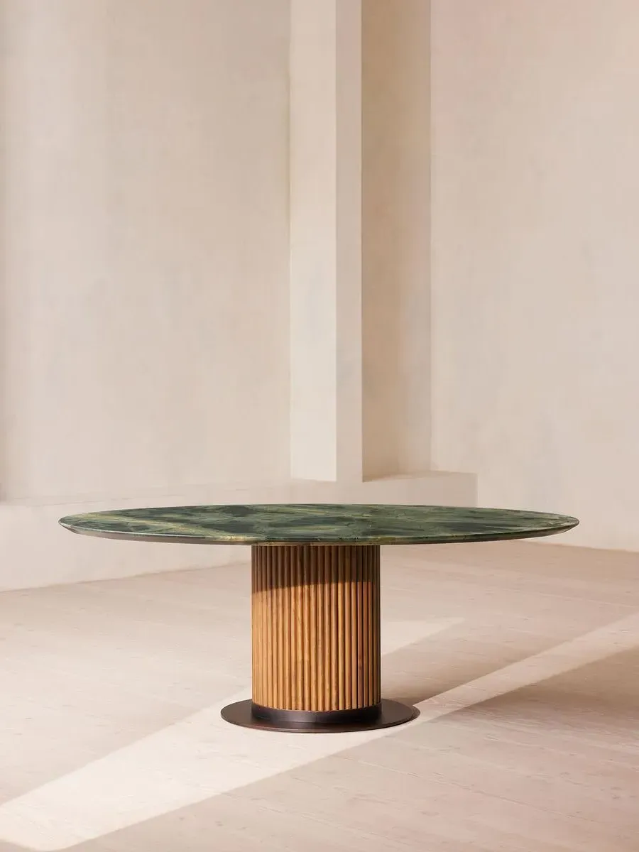 Oval Dining Table - Green, Brazilian Marble image