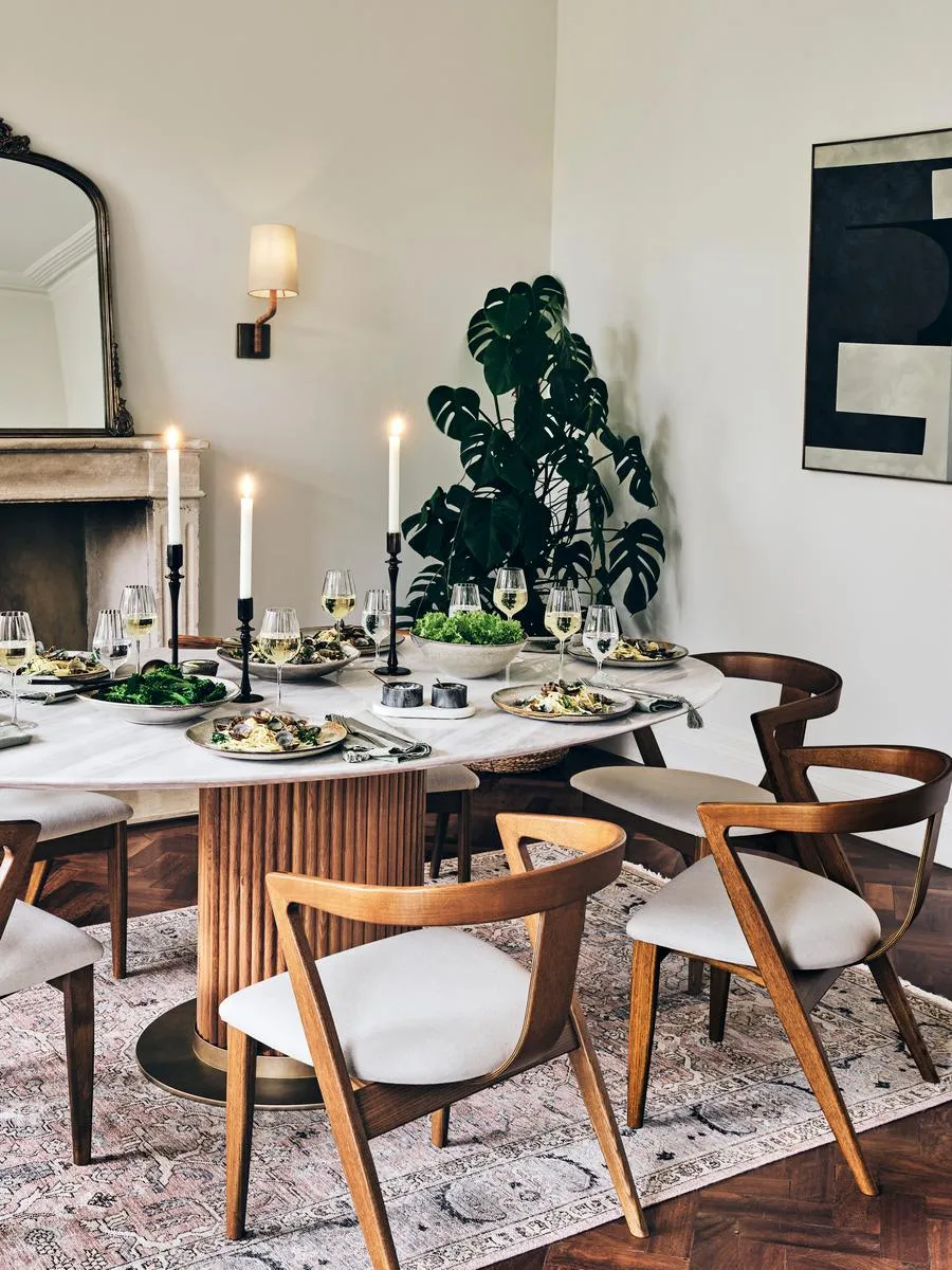 Oval Dining Table - White, Carrara Marble image