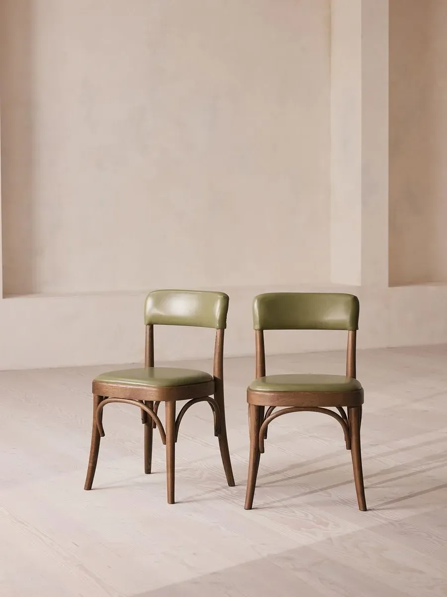 Pair Armless Dining Chairs - Ash, Leather image