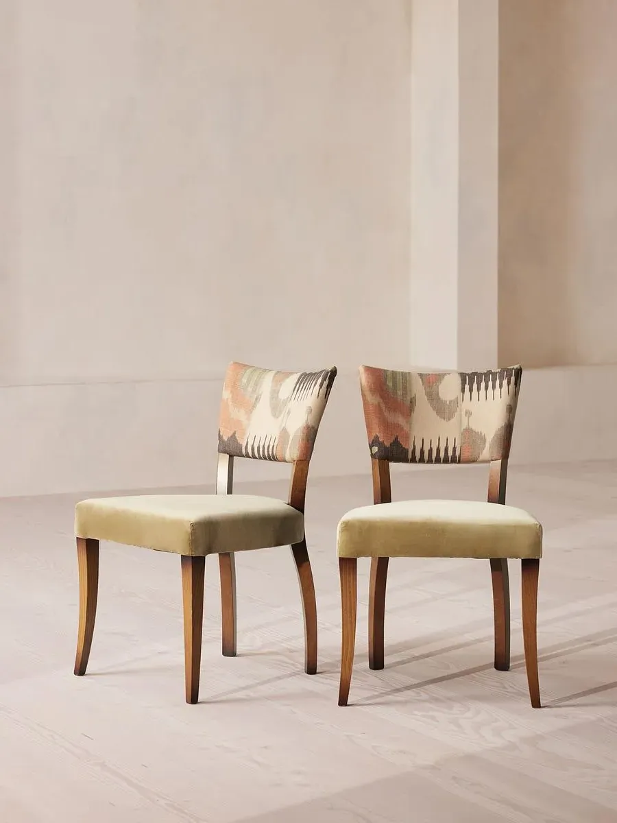 Pair Armless Dining Chairs - Lichen, Linen Velvet image