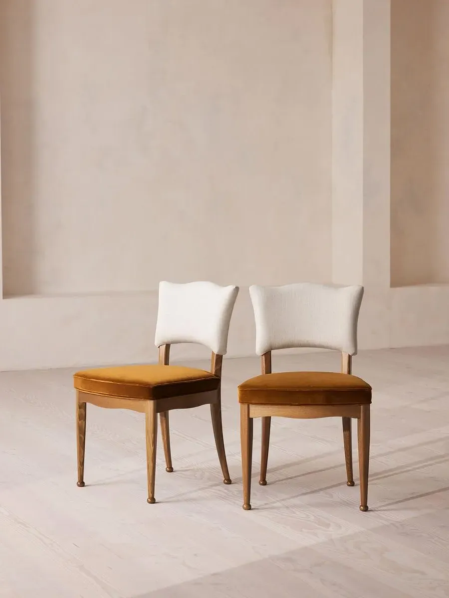 Pair Armless Dining Chairs - Mustard, Velvet image