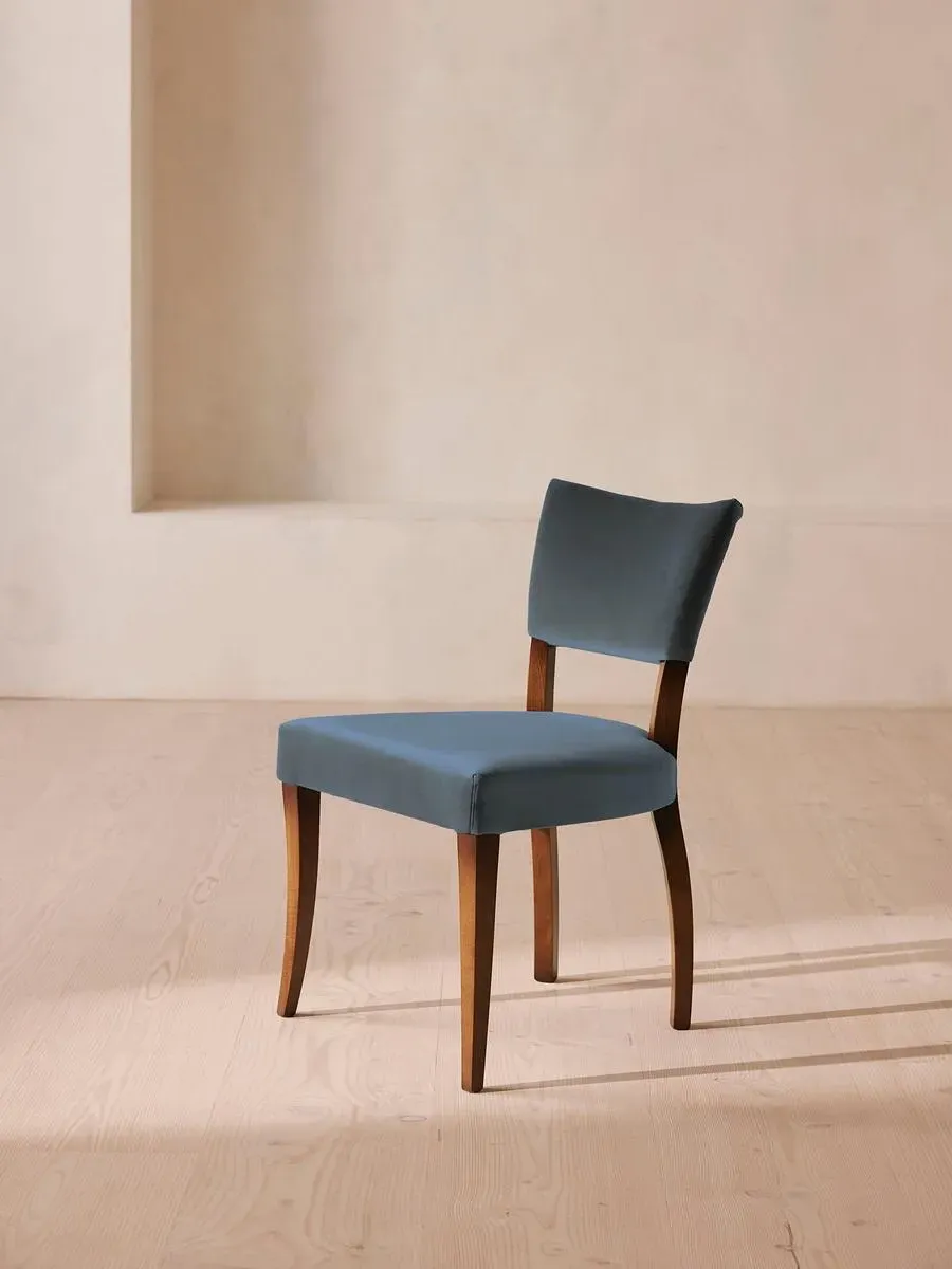 Pair Dining Chairs - Grey Blue, Cotton Velvet image