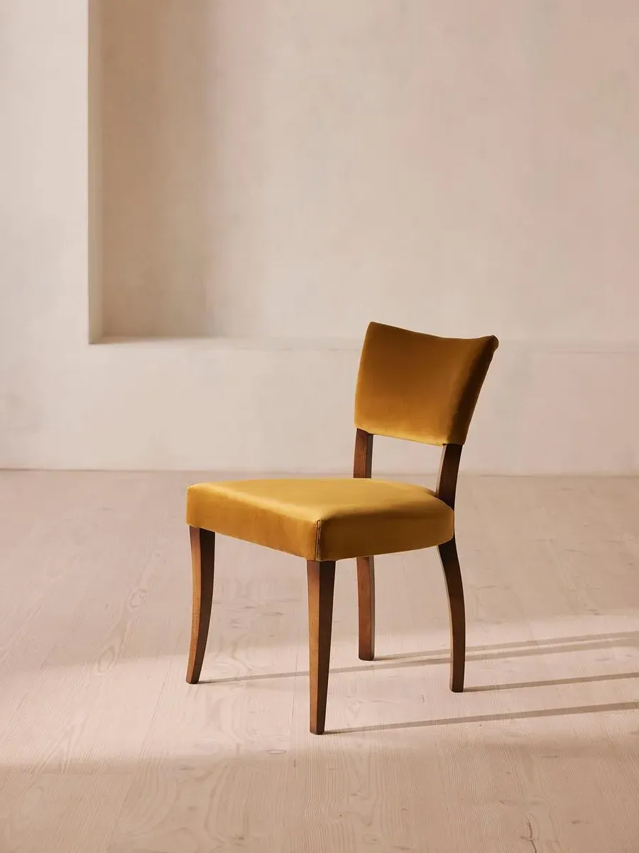 Pair Dining Chairs - Mustard, Velvet