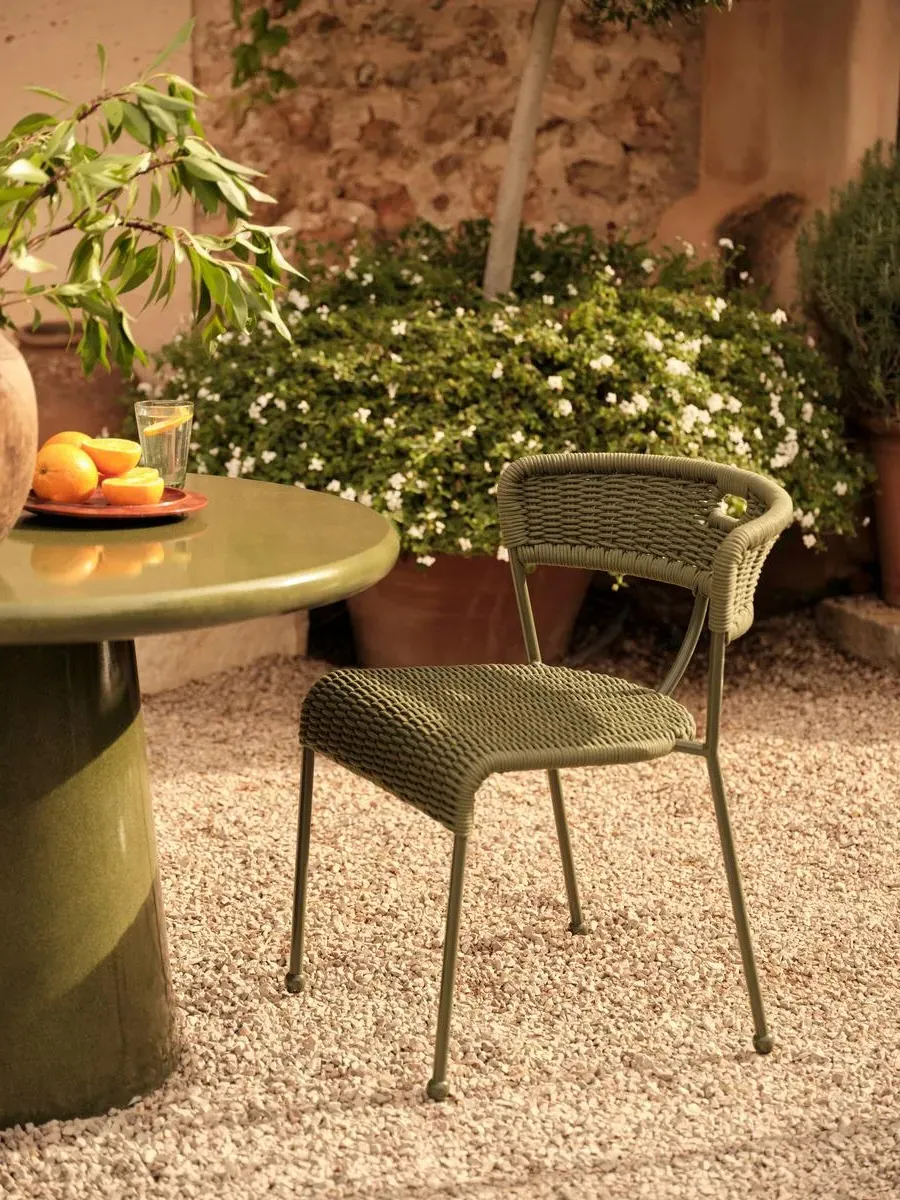 Pair Outdoor Dining Chairs - Olive, Woven Rope image