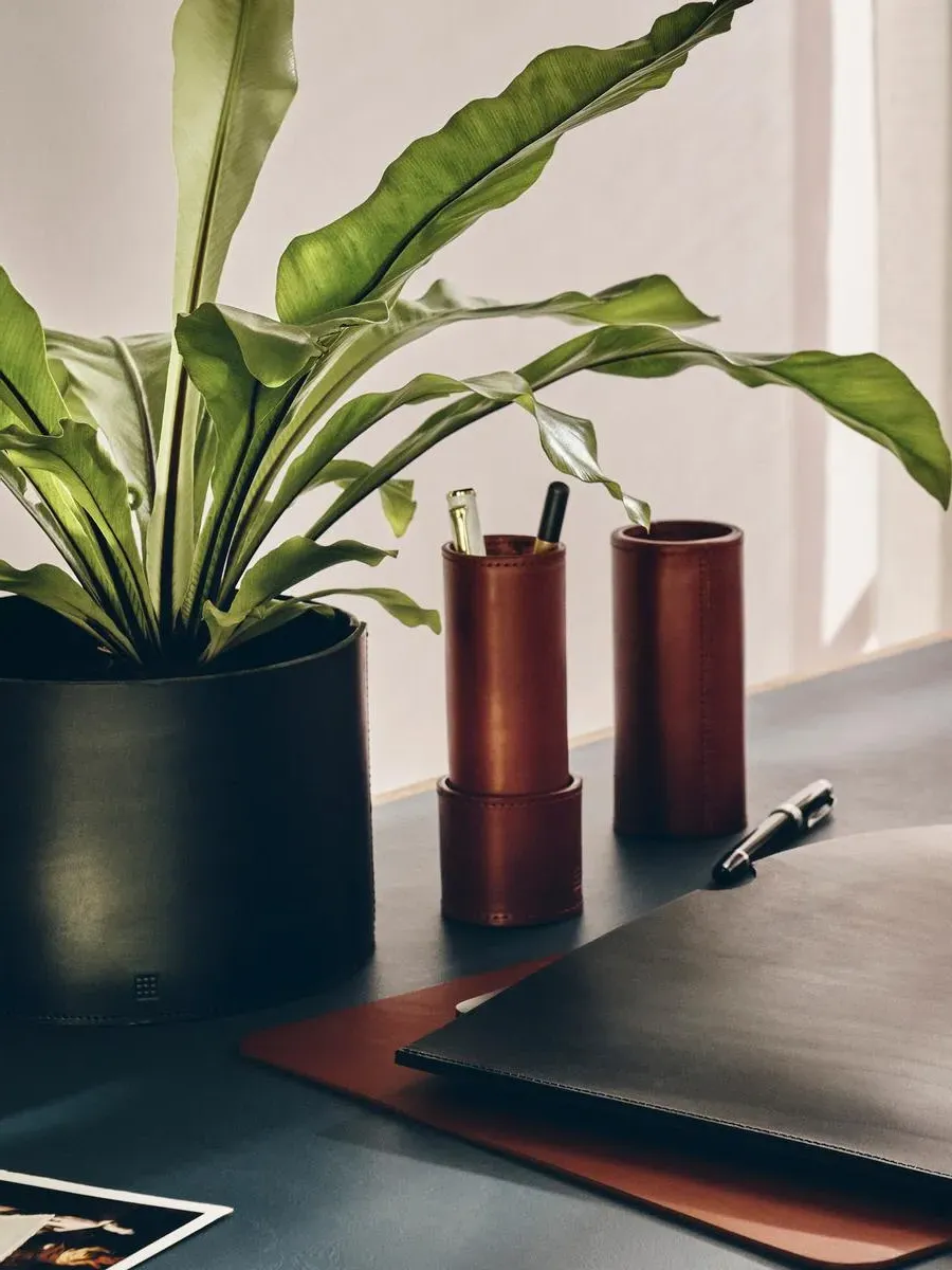 Plant Pot - Black, Leather image