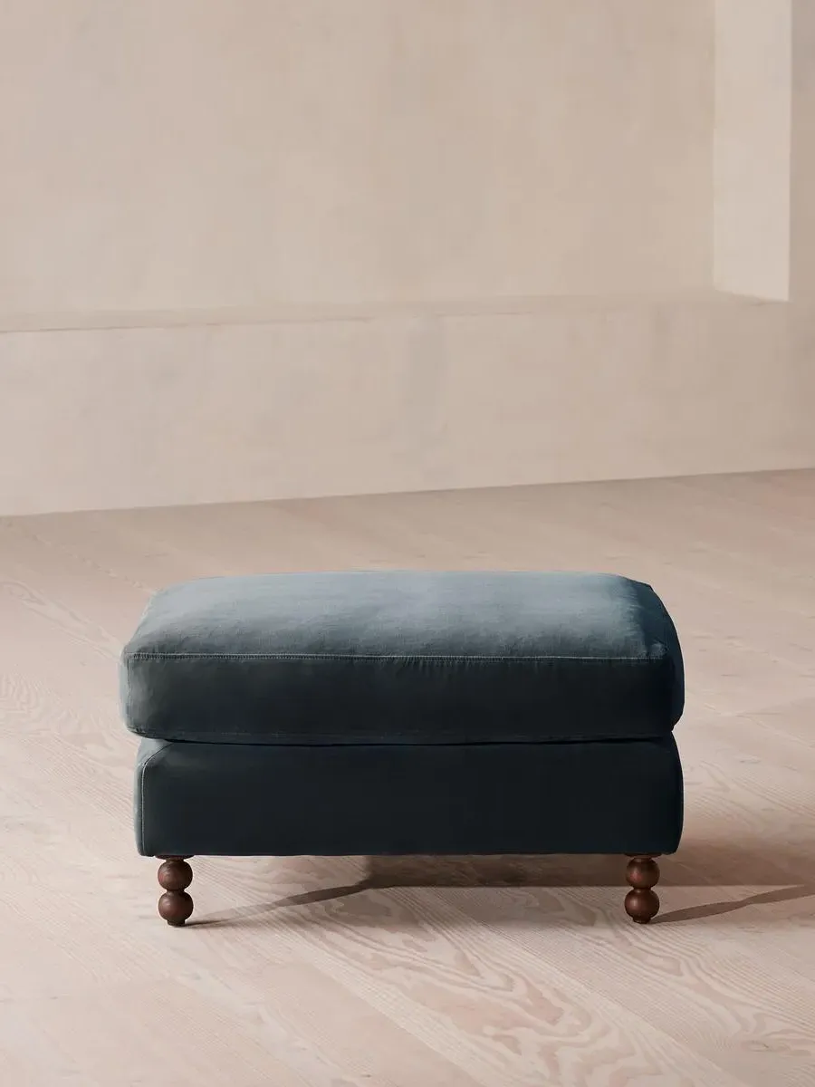 Rectangle Ottoman - Grey Blue, Velvet