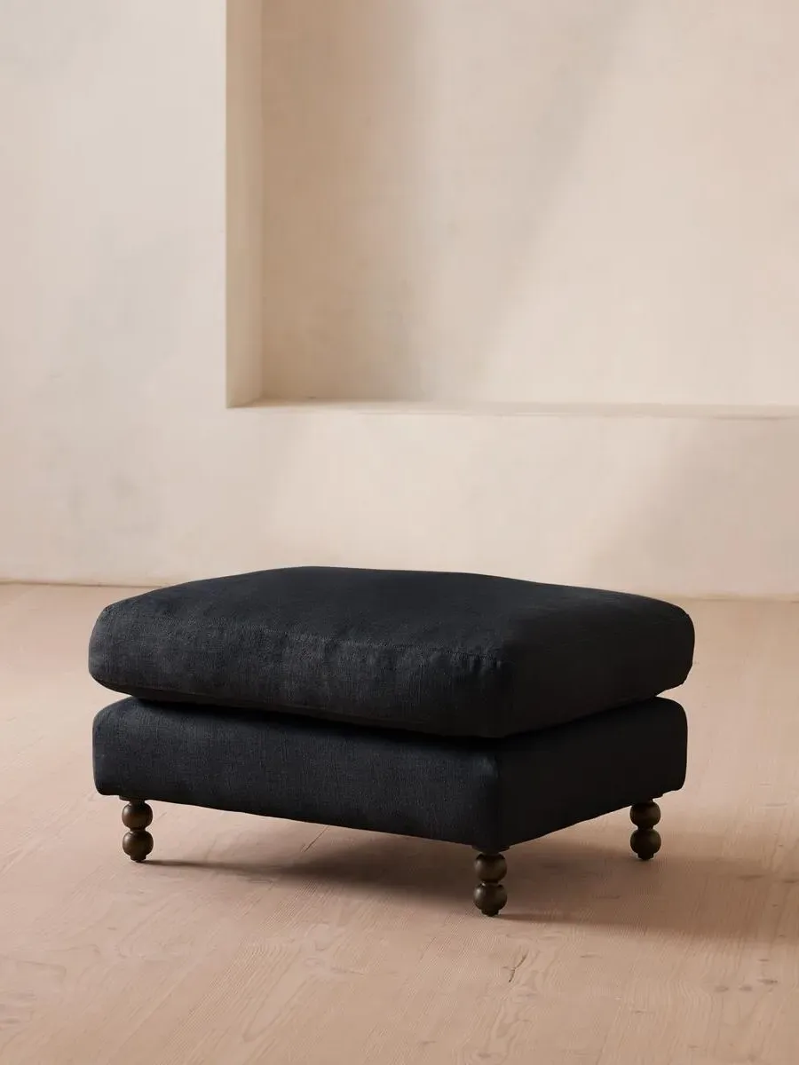 Rectangle Ottoman - Indigo, Linen