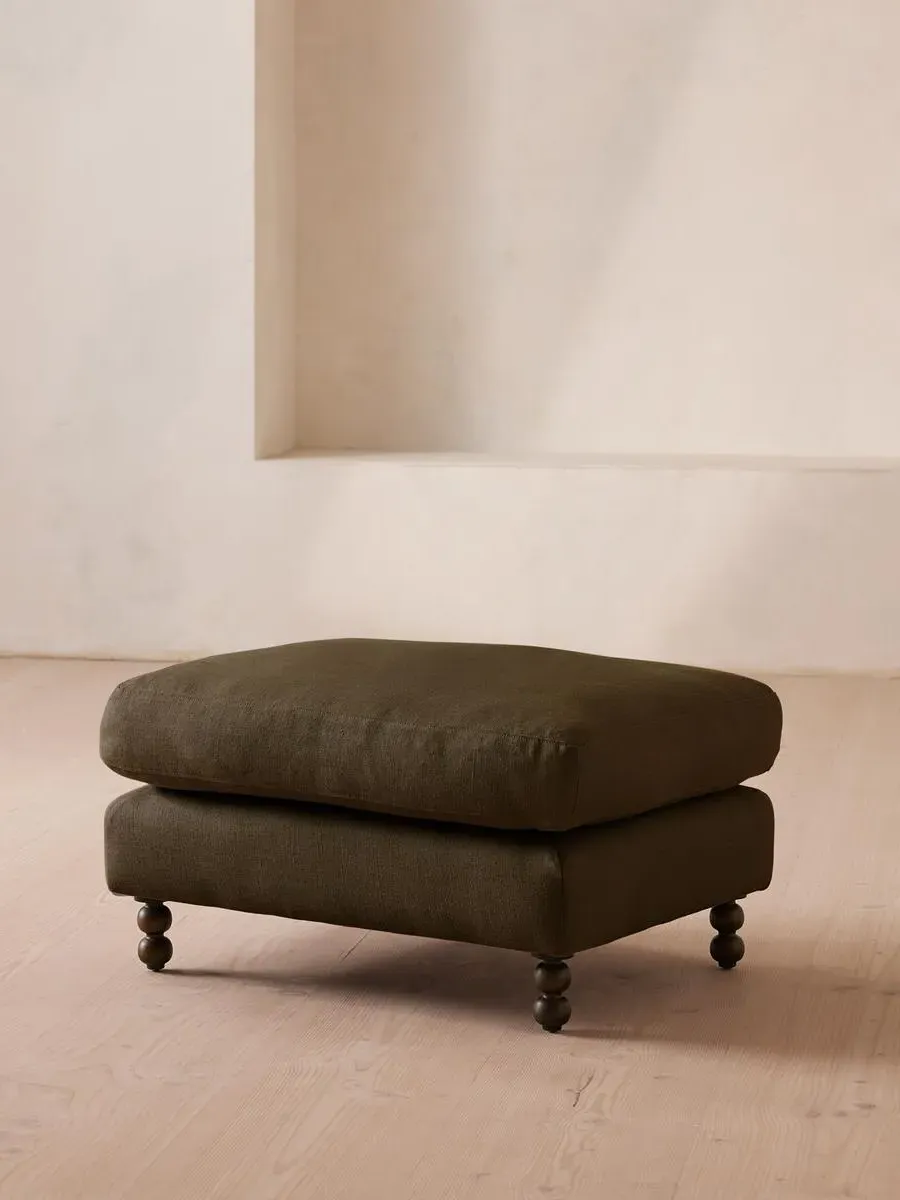 Rectangle Ottoman - Olive, Linen