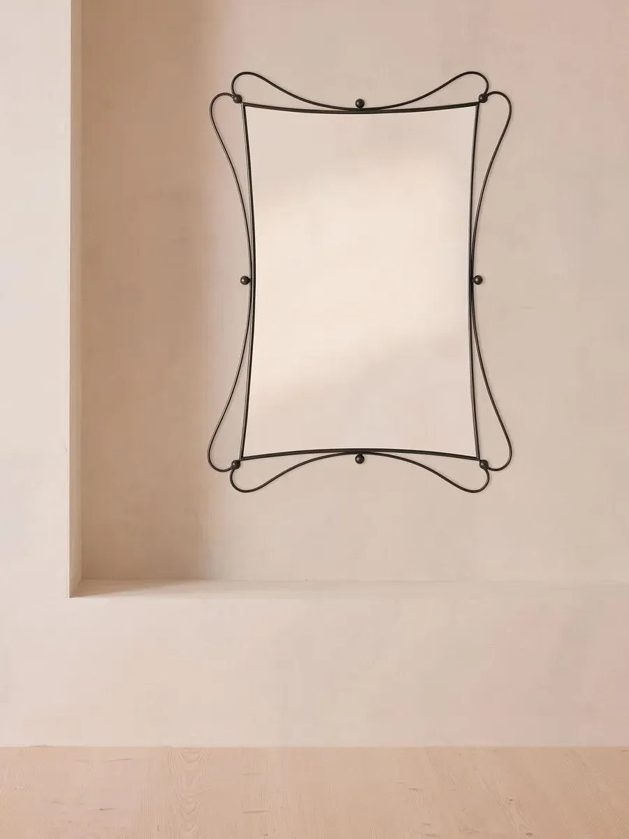 Rectangular Mirror with Ironwork - Black, Metal image