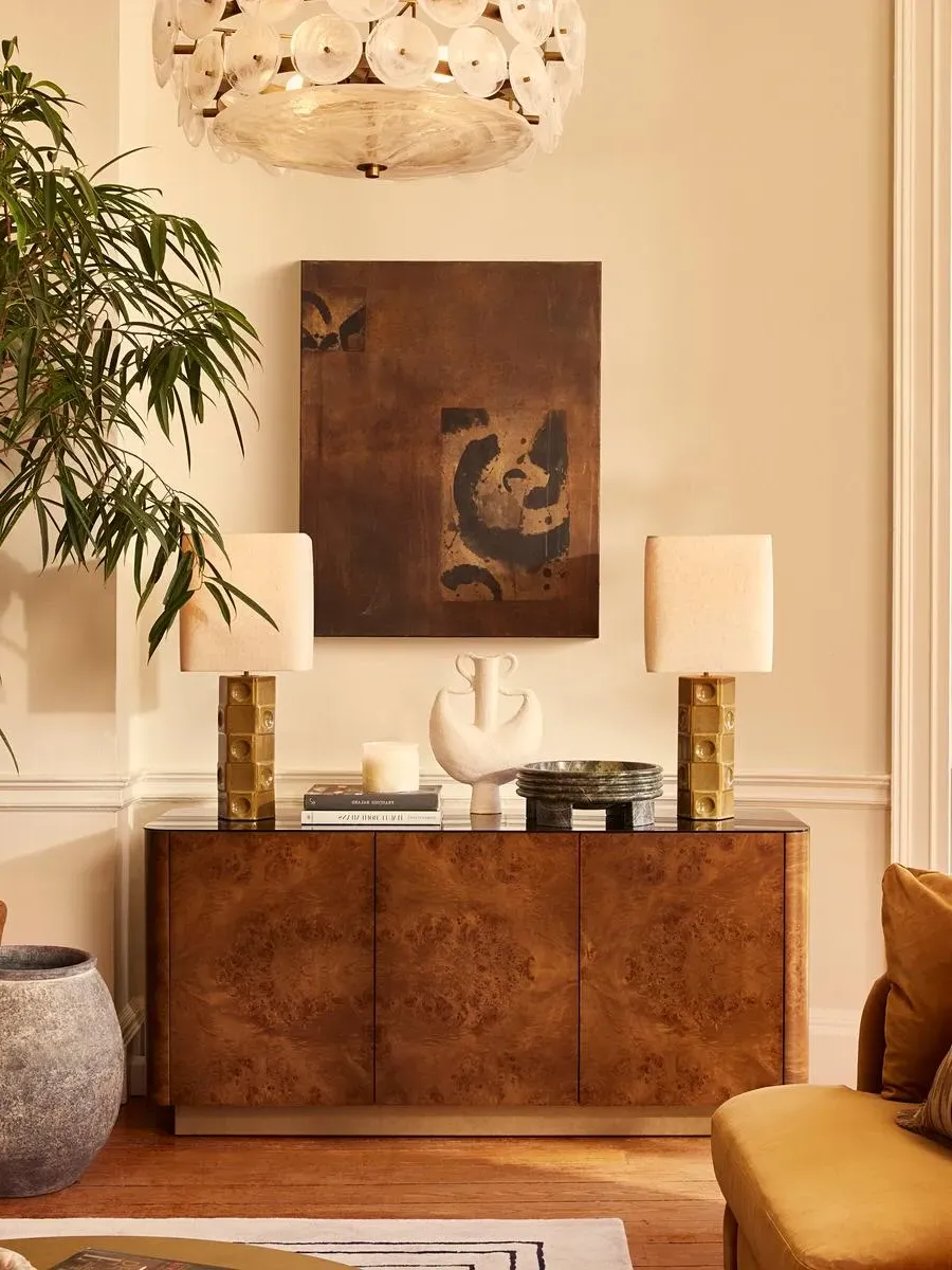 Rectangular Sideboard with Glass Top - Mappa Burl image