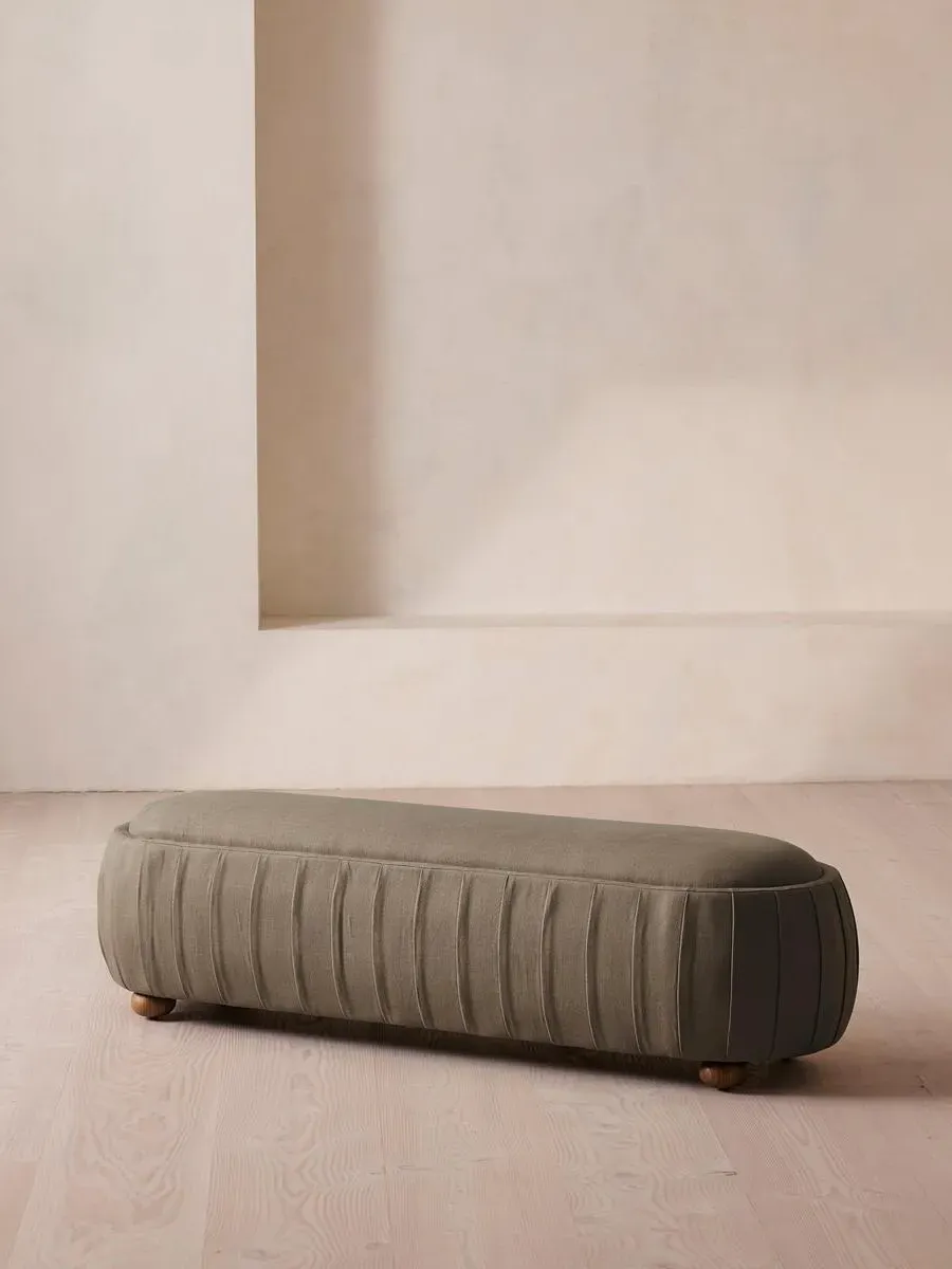 Round Bench - Mushroom, Velvet