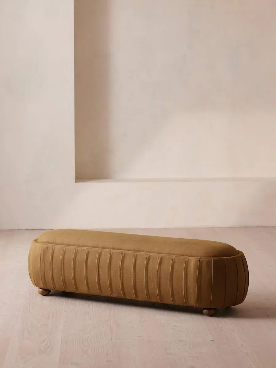 Round Bench - Ochre, Linen