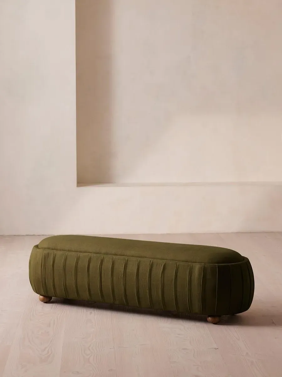 Round Bench - Olive, Linen