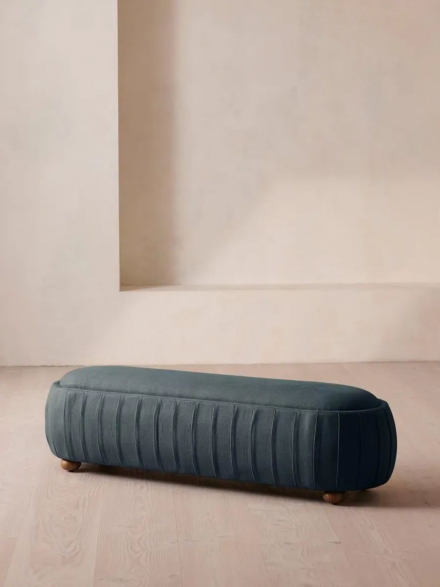 Round Bench - Prussian Blue, Velvet