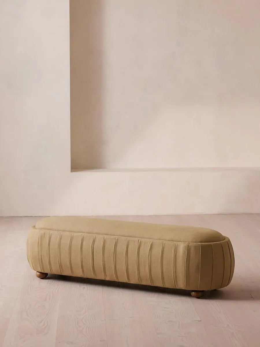 Round Bench - Wheat, Linen