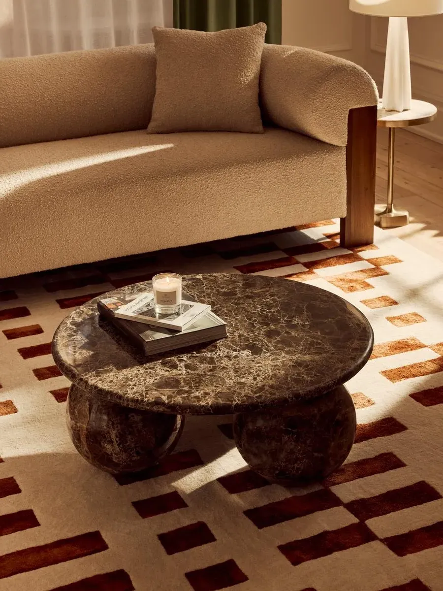 Round Coffee Table - Brown, Dark Emperador Marble image