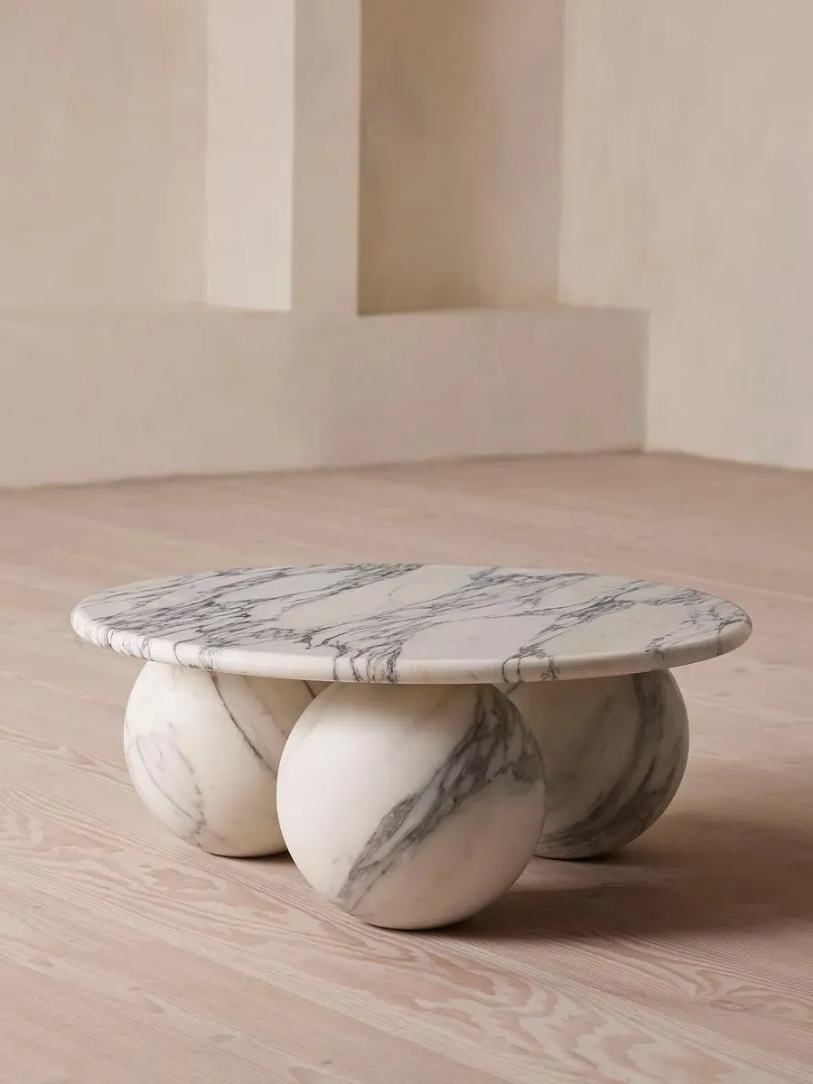 Round Coffee Table - Grey, Marble image