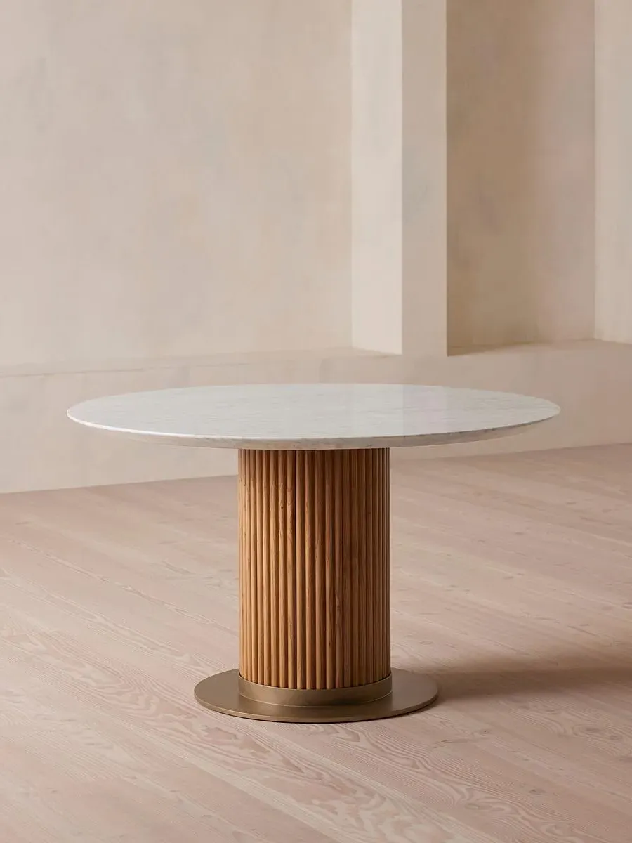 Round Dining Table - White, Carrara Marble image