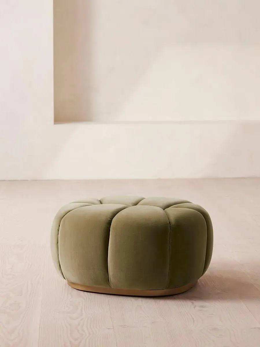 Round Footstool - Lichen, Velvet