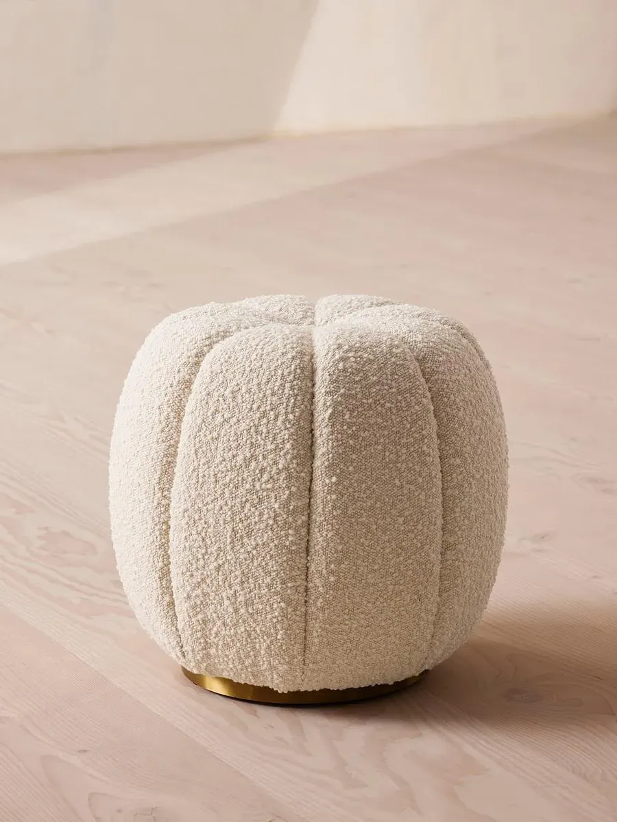 Round Footstool - Natural, Boucle image