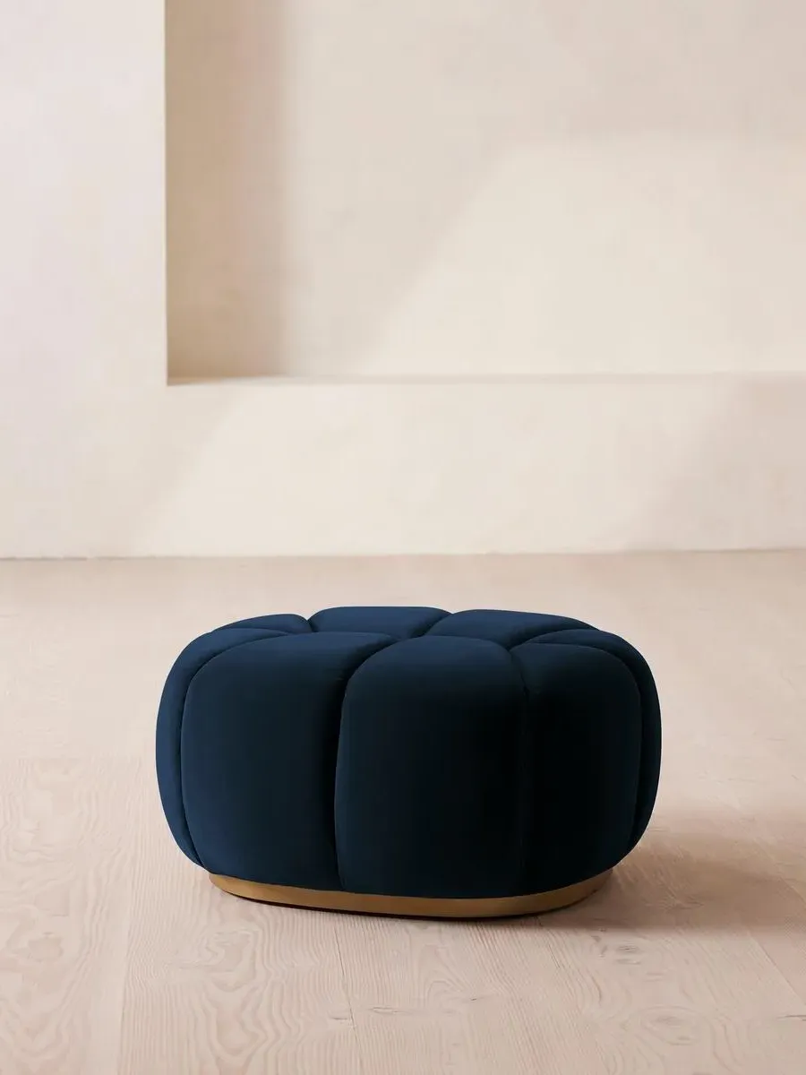 Round Footstool - Royal Blue, Velvet