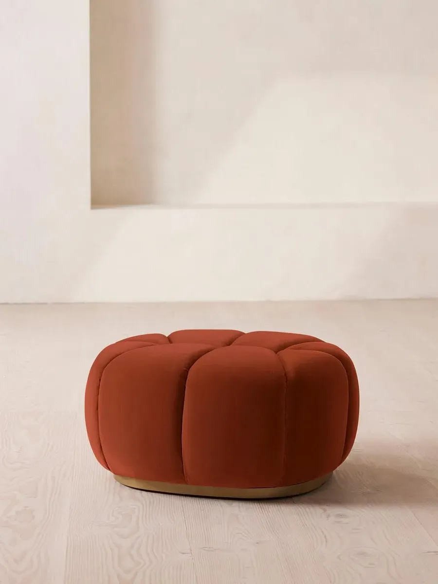 Round Footstool - Rust, Velvet
