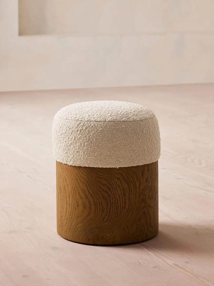Round Footstool - Sand, Boucle image