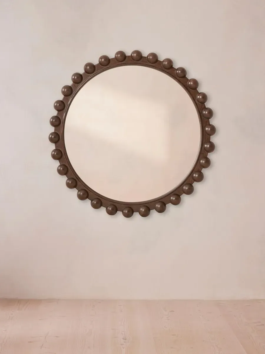 Round Mirror with Bobble Frame - Dark Oak image