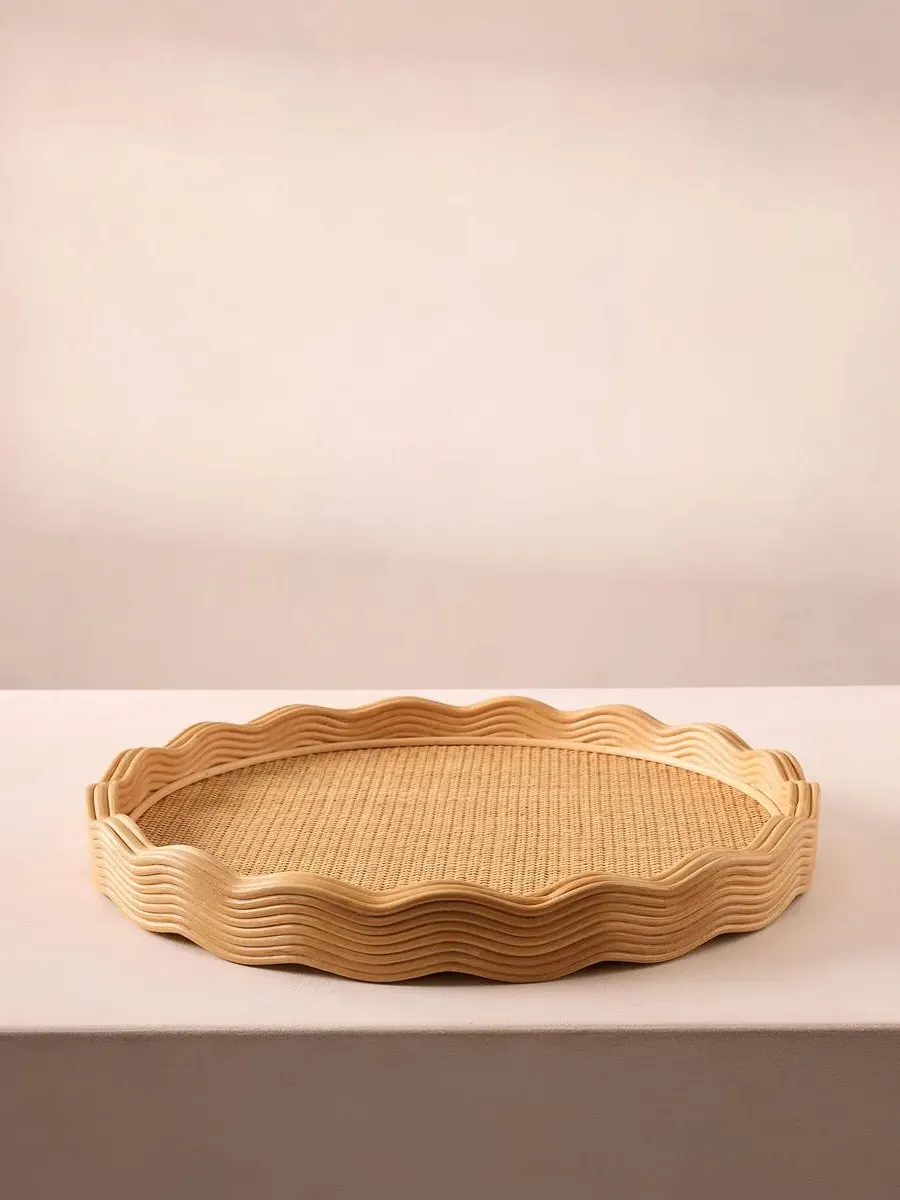 Round Serving Tray - Natural Rattan image