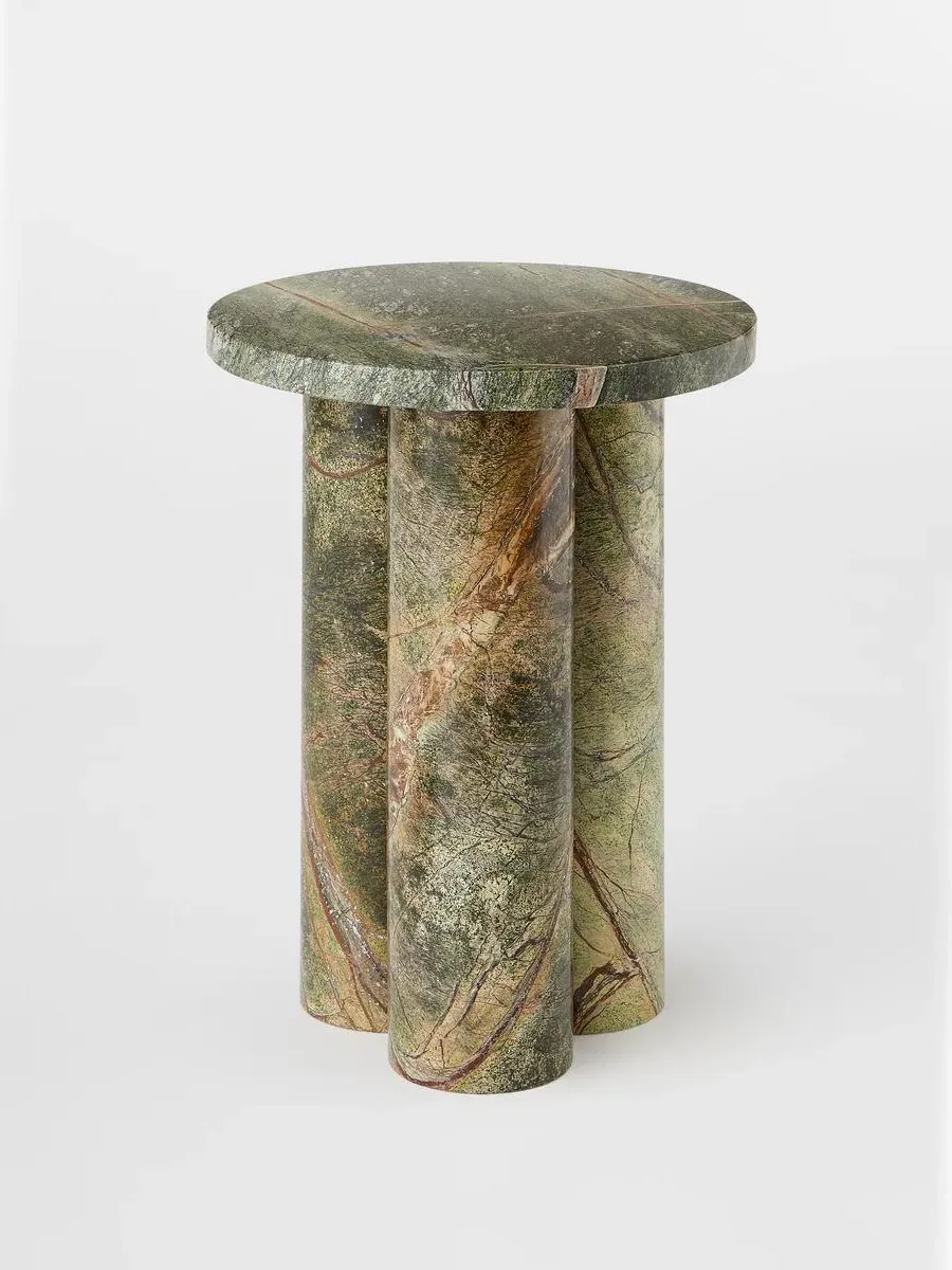 Round Side Table - Jurassic Green, Marble