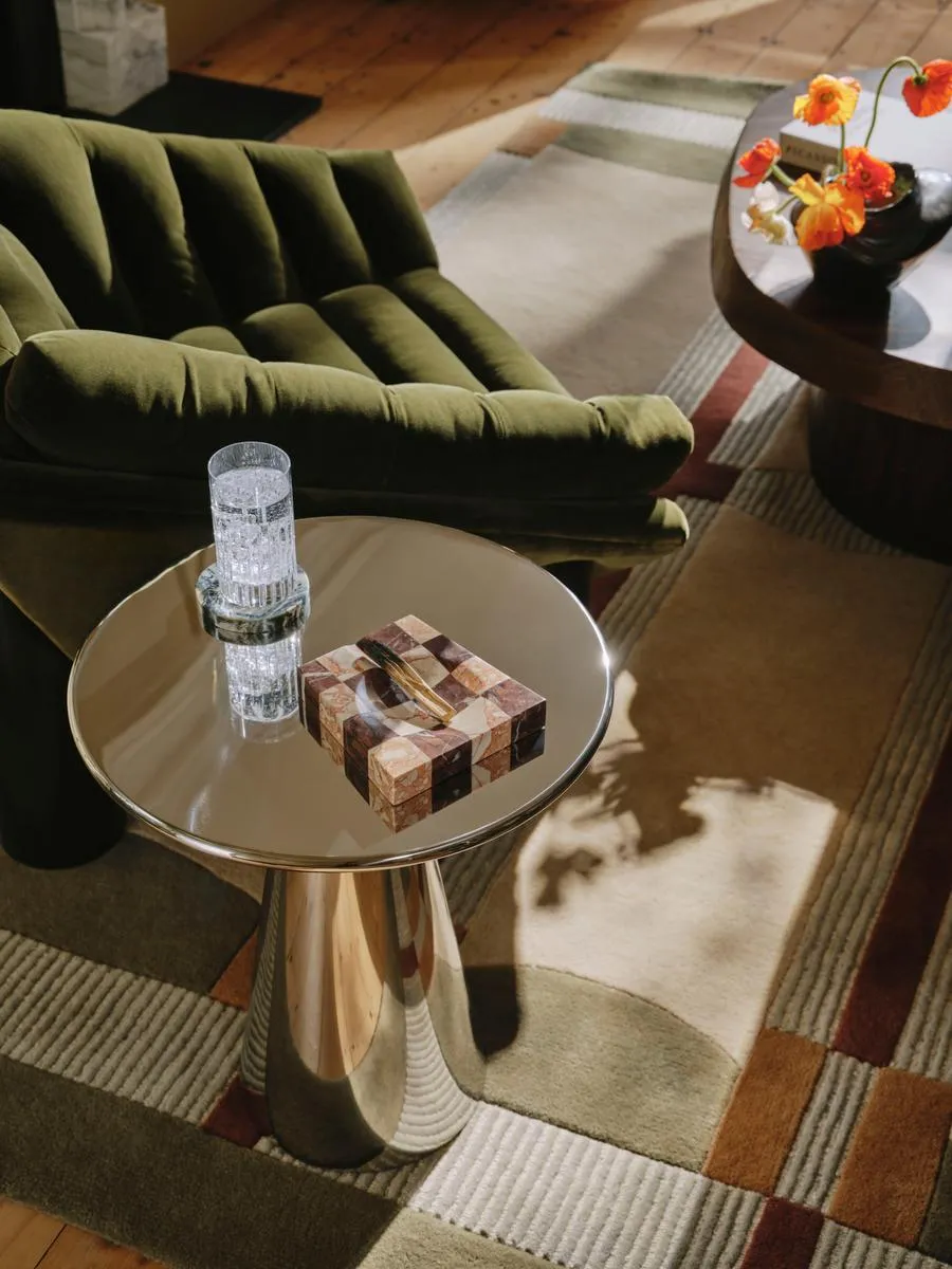 Round Side Table - Polished, Stainless Steel
