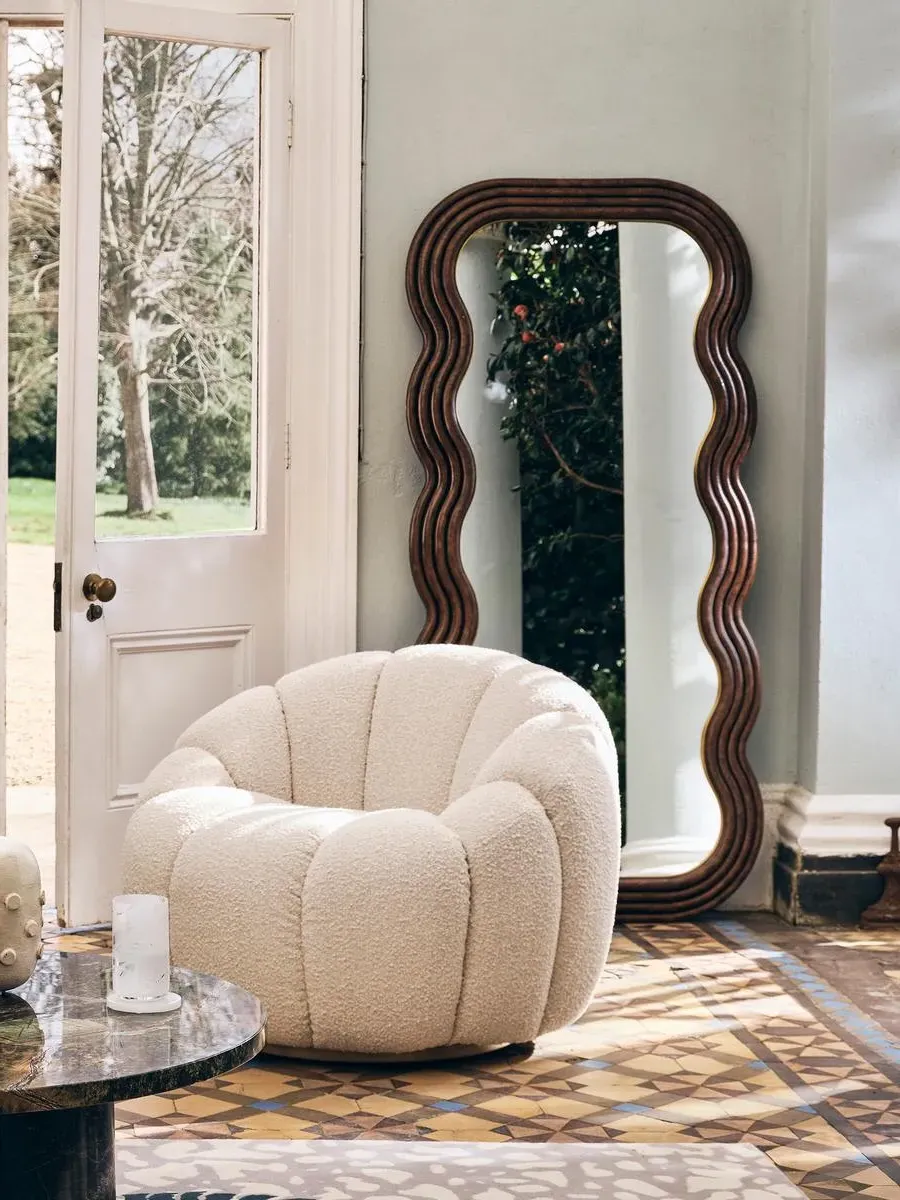 Round Wall Mirror with Undulating Rim - Resin image