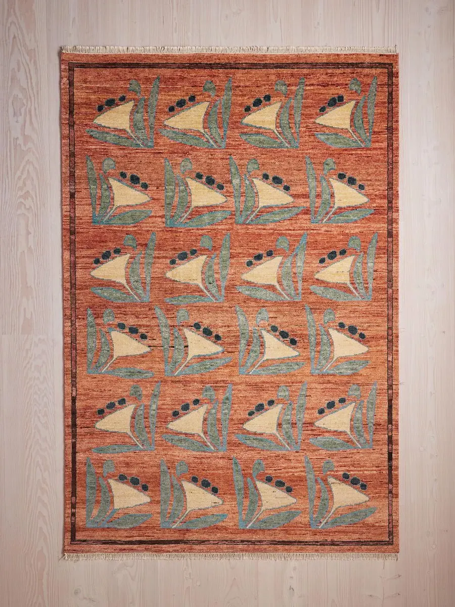 Rug Swatch Hand-Knotted - Rust Red, Wool image