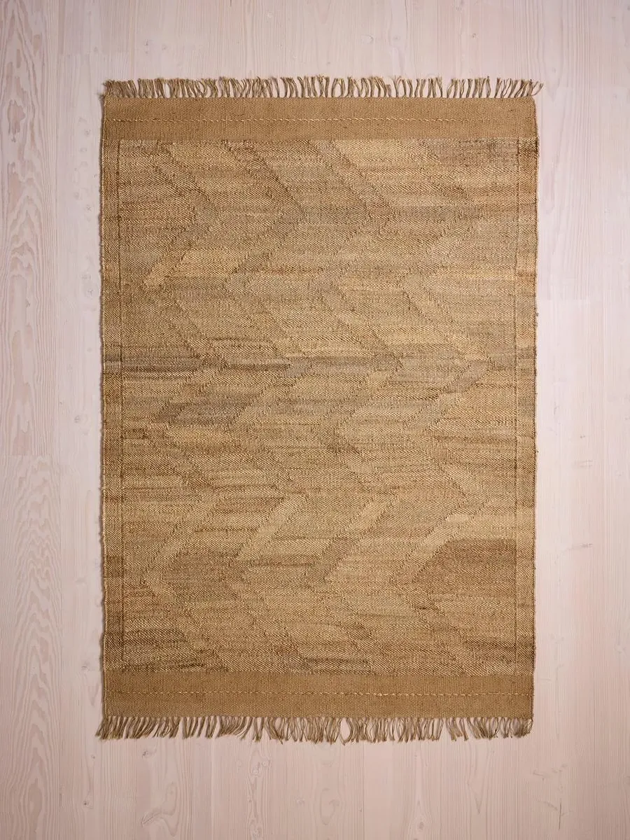 Rug Swatch with Zigzag Pattern - Natural, Jute image